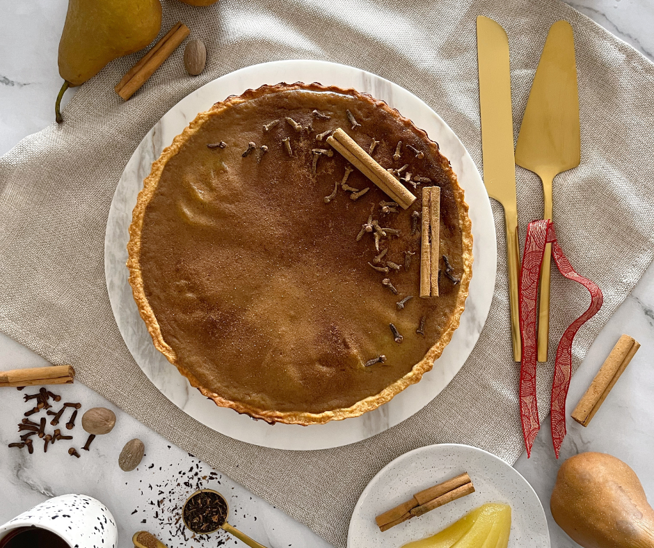 Chai Spiced Pear & Custard Tart