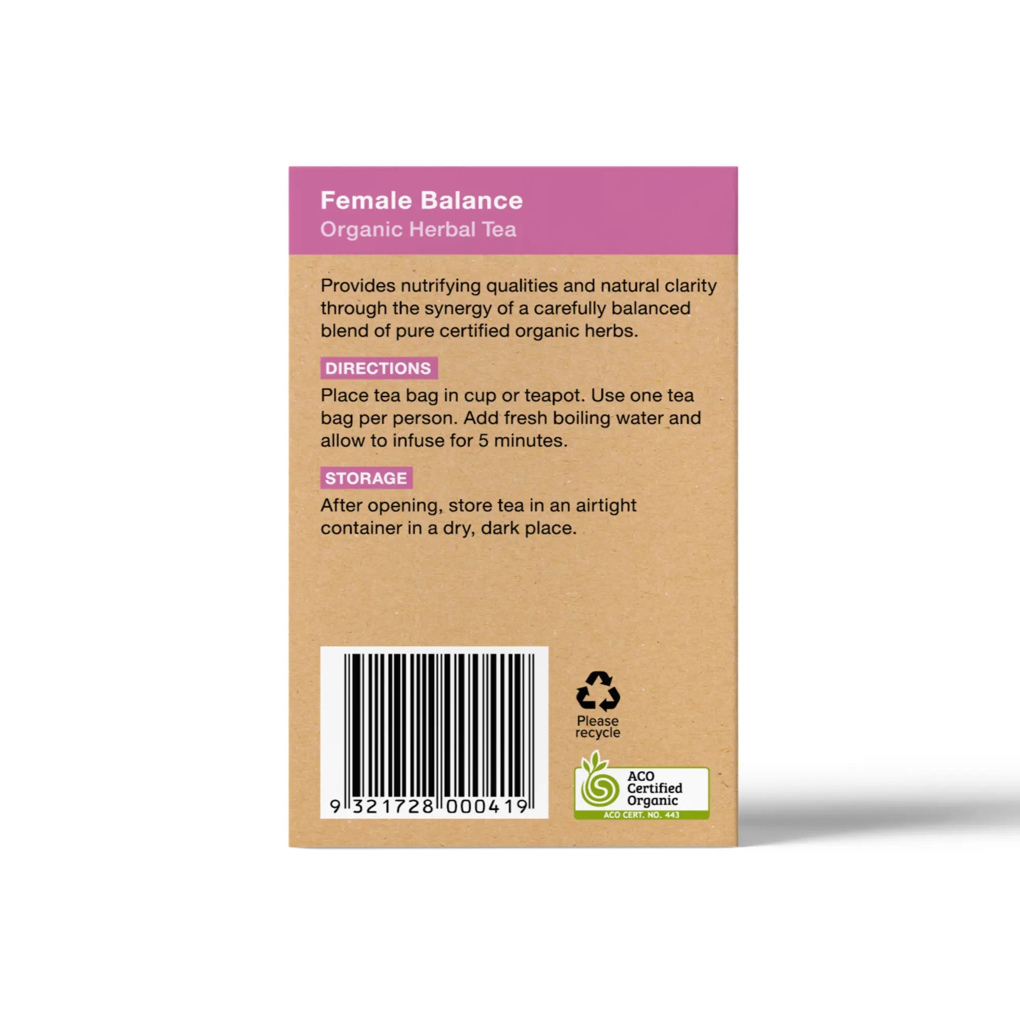 Female Balance 25 Teabags - Certified Organic