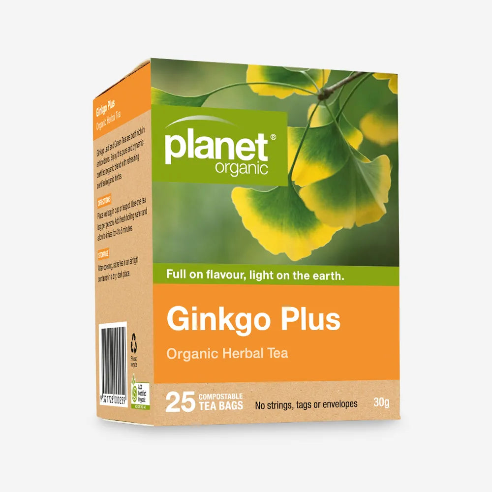 Ginkgo Plus Tea for Mental Clarity Certified Organic 