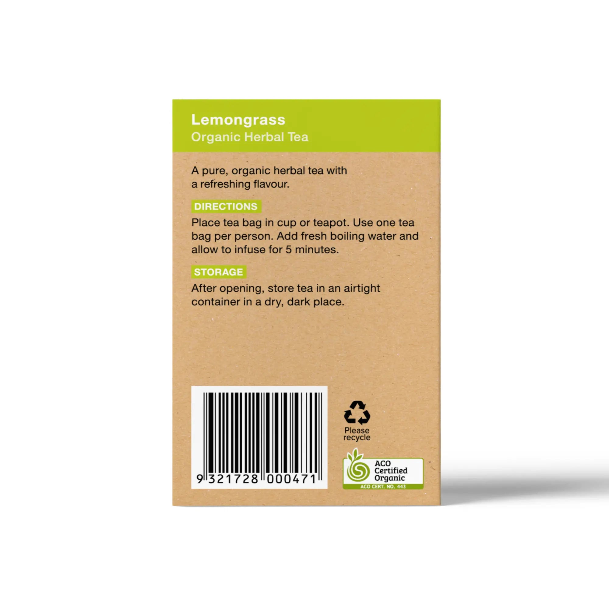 Lemongrass 25 Teabags - Certified Organic