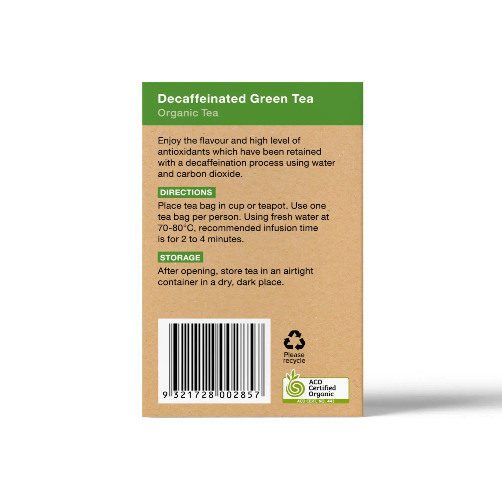 Organic Green Decaffeinated 25 Teabags