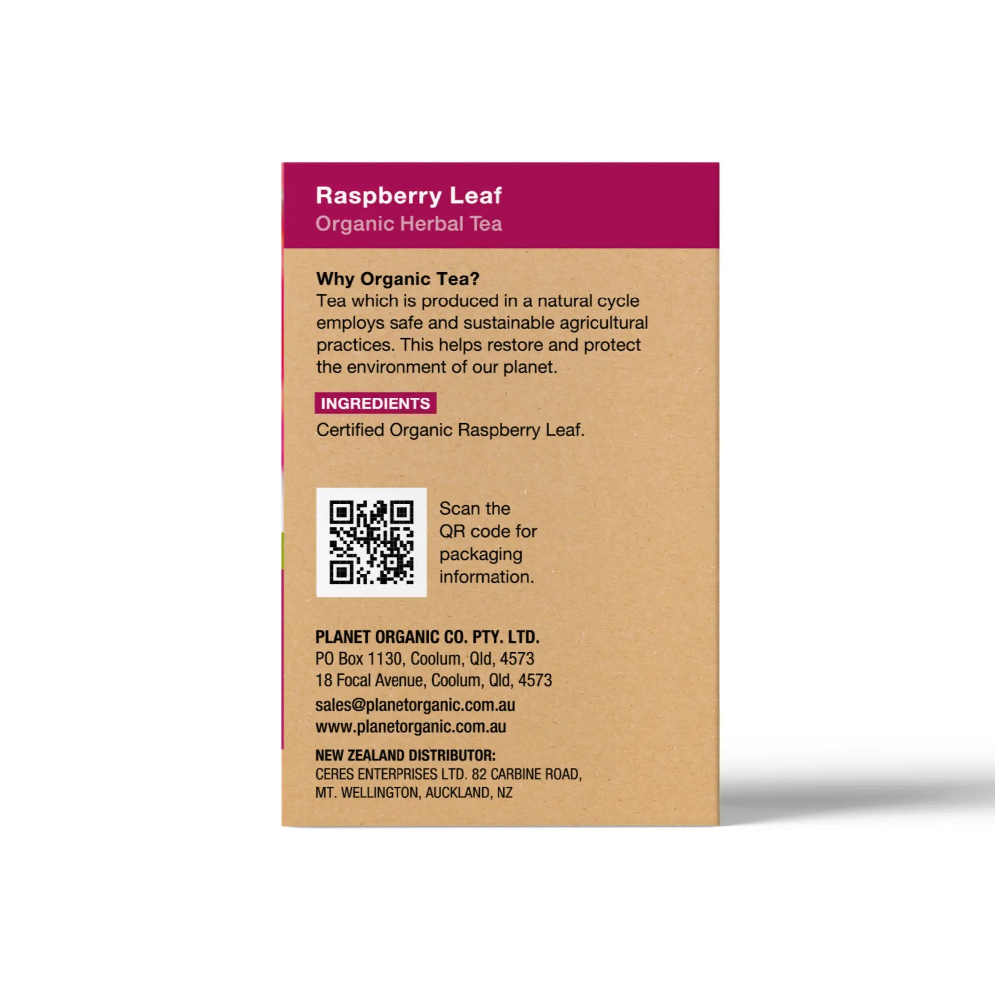 Raspberry Leaf 25 Teabags Certified Organic