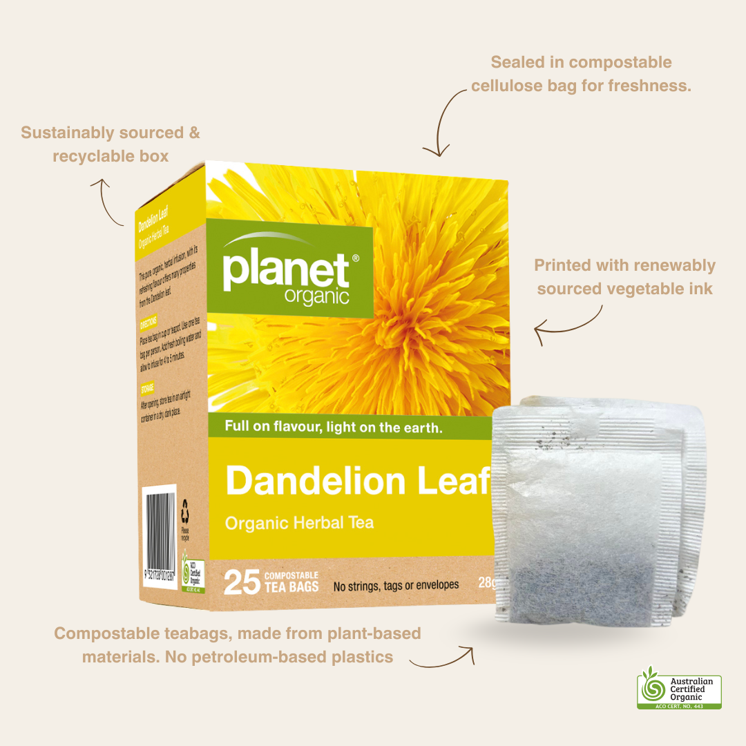 Dandelion Leaf Tea 25 Tea Bags - Certified Organic