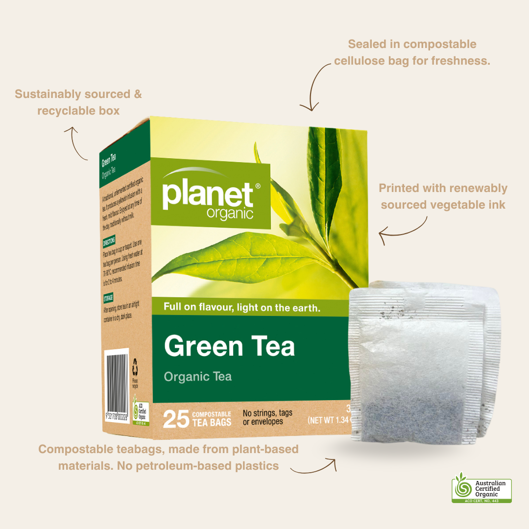 Green Tea 25 Tea Bags - Certified Organic