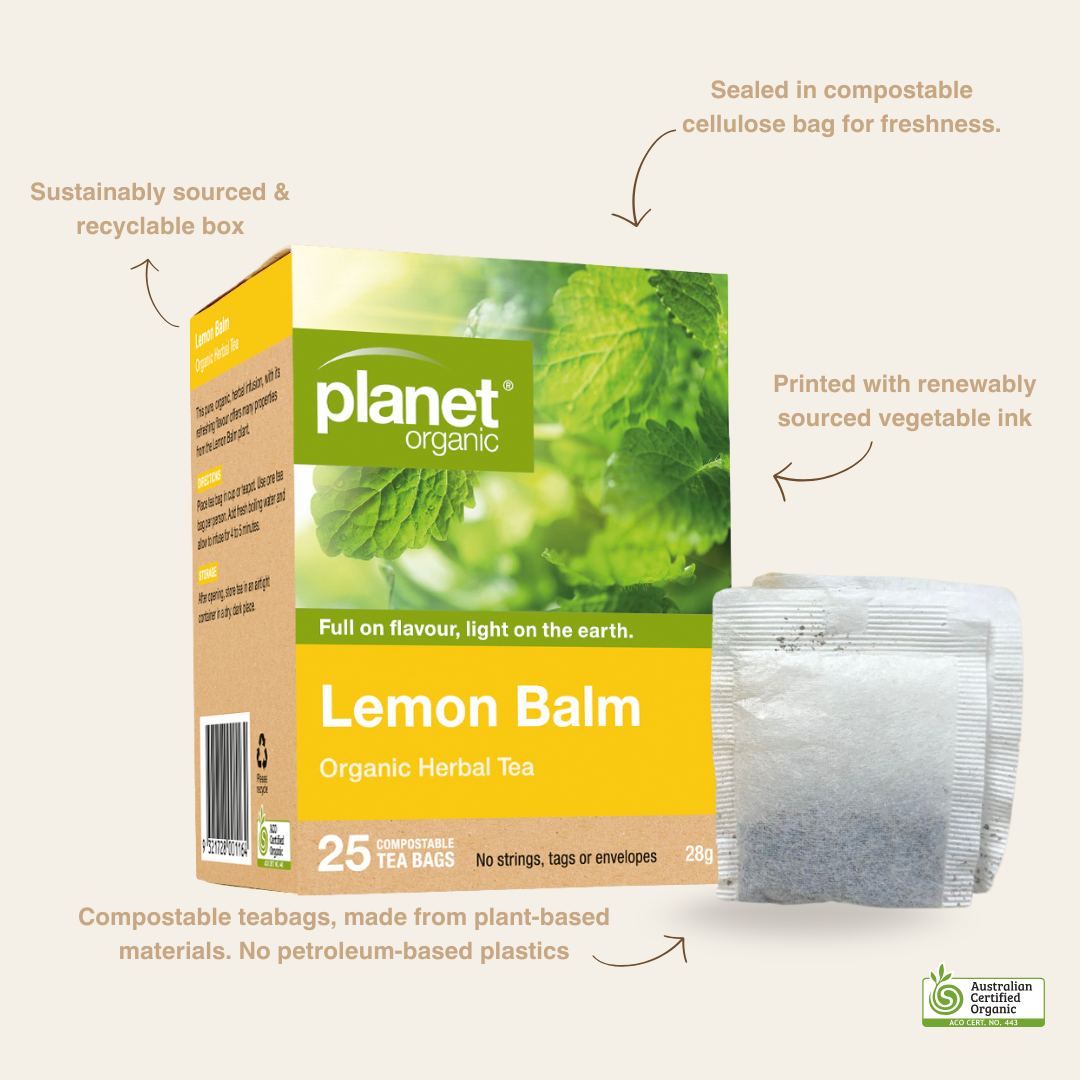 Lemon Balm Tea 25 Tea Bags - Certified Organic