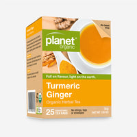 Thumbnail for Turmeric and Ginger 25 Teabags - Certified Organic